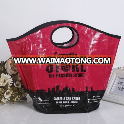 high quality printing words coat film portable pp woven shoping bag