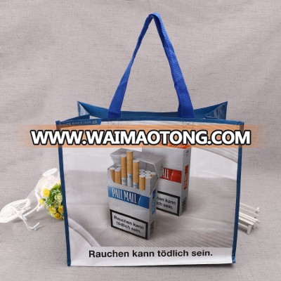 hot promotional custom logo advertising laminated woven shopping bag